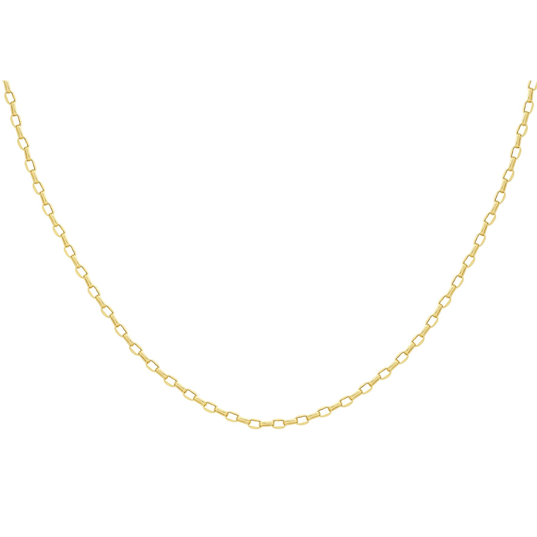 9ct Yellow Gold Diamond Cut Oval Belcher Chain 20 Inch