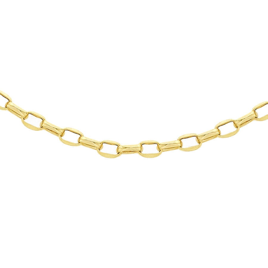 9ct Yellow Gold Diamond Cut Oval Belcher Chain 20'