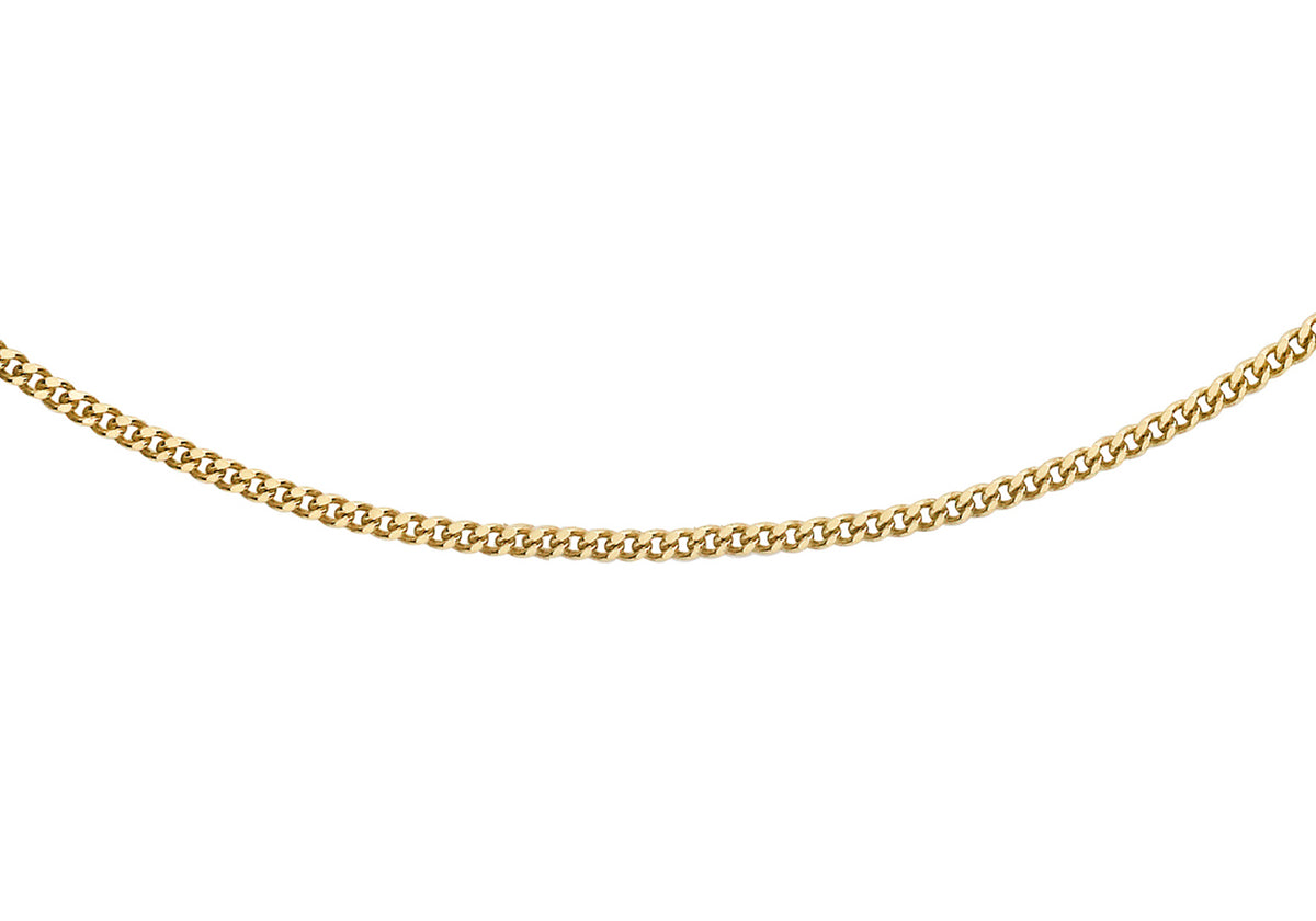 9ct Yellow Gold Diamond Cut Curb Chain 20 Inch
