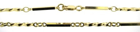 Vintage 9ct Yellow Gold Straight And Twist Bar Link Chain 20.5'