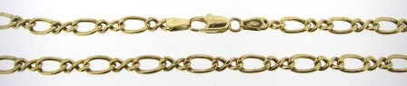 Vintage 9ct Yellow Gold Figaro Link Chain 20'