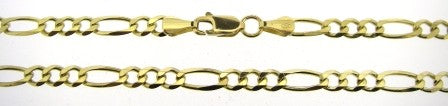 Vintage 9ct Yellow Gold 1x3 Figaro Link Chain 24'