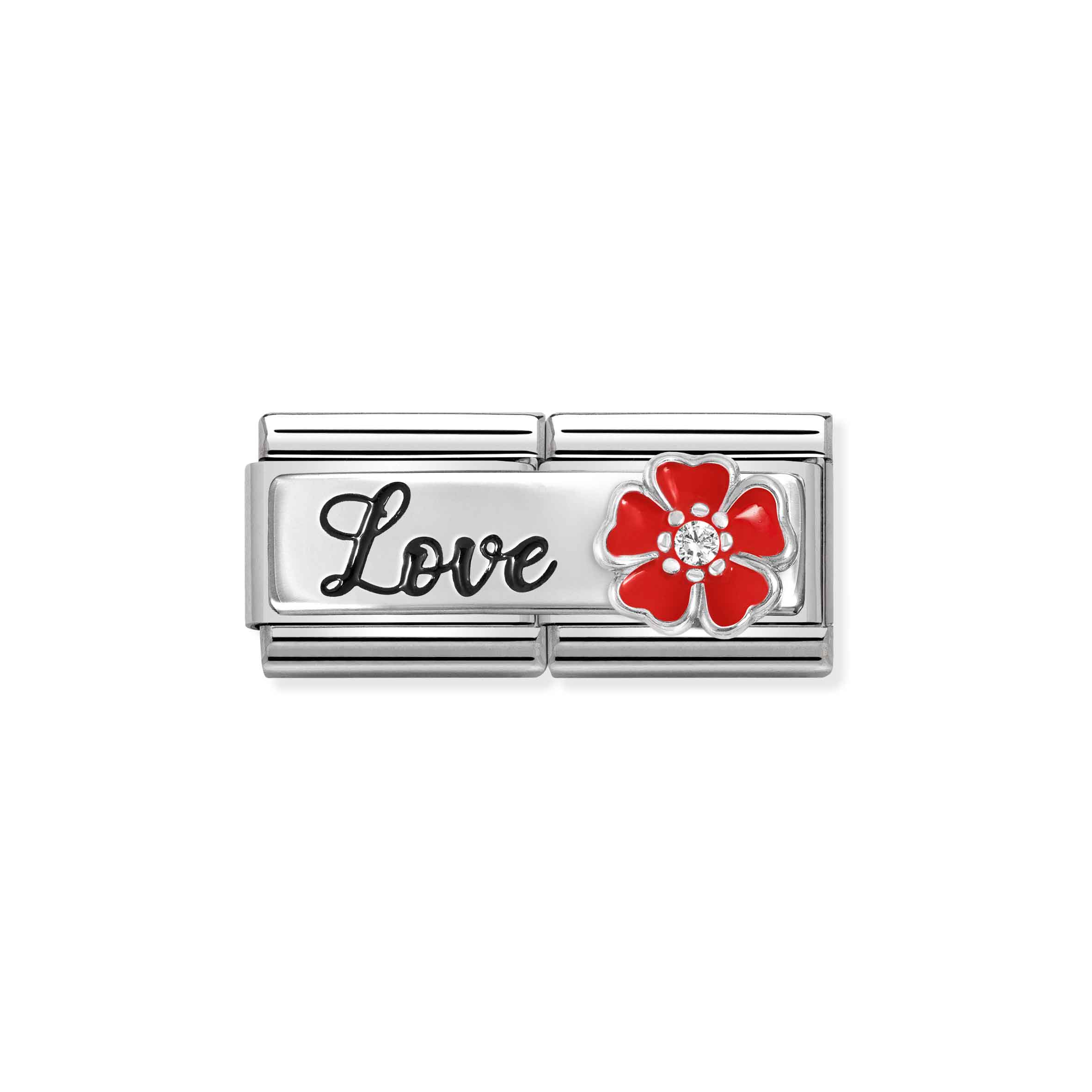 Nomination Composable Classic Double Detailed 'Love with Flower' Charm