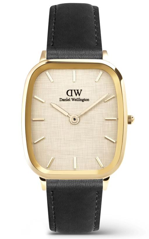 Daniel Wellington Marlon Sheffield Quartz Watch 32x36mm Linen Dial with Black Leather Strap