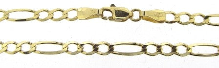 Vintage 9ct Yellow Gold Figaro Link Chain 24'