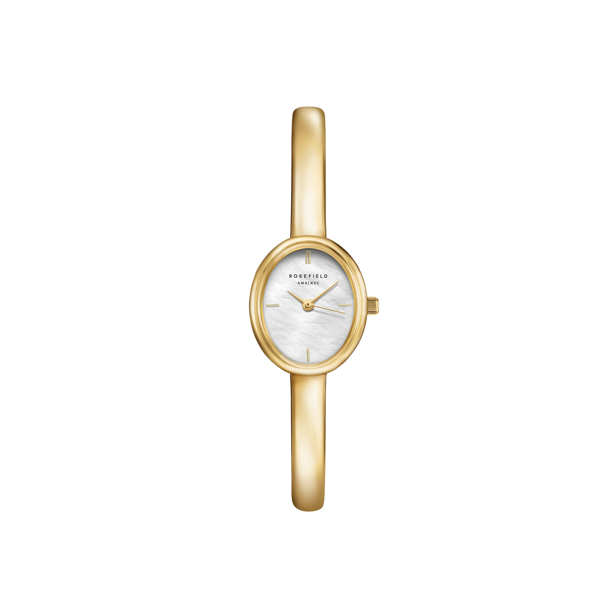 Rosefield Bangle Quartz Watch 19.5x23.5mm Mother of Pearl Dial Yellow Gold Plated 56mm Bangle