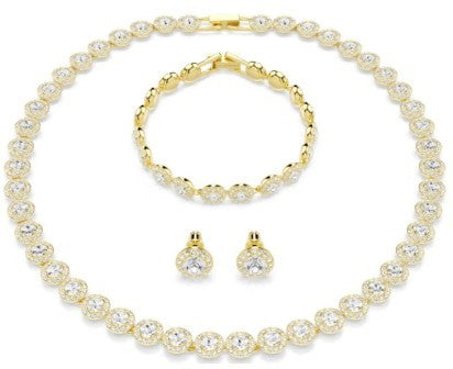 Swarovski Una Angelic 3 Piece Set, Necklace, Earrings And Bracelet, Clear Crystals, Gold Tone Plated