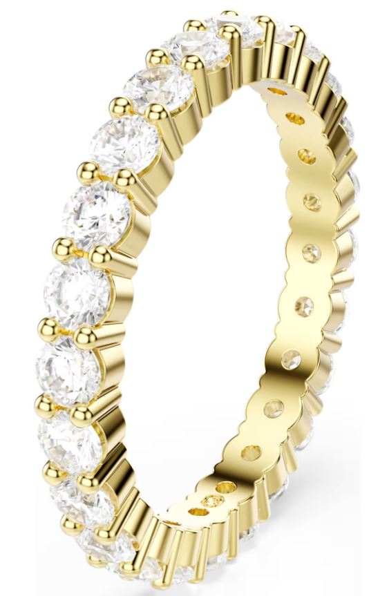 Swarovski Matrix Vittore Band Ring, Round Cut, White, Gold Tone Plated - 58