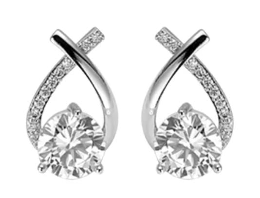 Sterling Silver CZ Stud Earrings