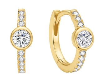 Ania Haie Gold Plated Cubic Zirconia Pavé & Bzl Set Huggie Earrings