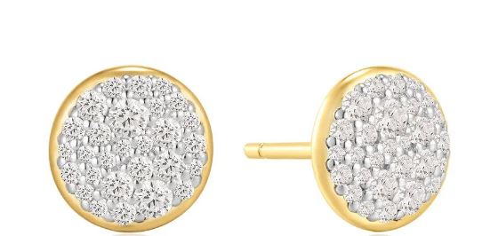 Ania Haie Gold Plated Cubic Zirconia Pavé Disc Stud Earrings