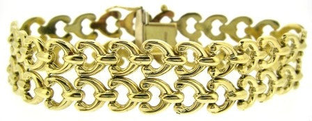 Vintage 9ct Yellow Gold 2Row Fancy Link Bracelet 7.5'