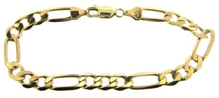 Vintage 9ct Yellow Gold Figaro Link Bracelet 8'