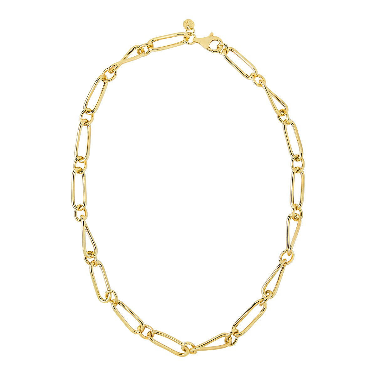 Sterling Silver Yellow Gold Plated Twisted Link Necklet 17.5'