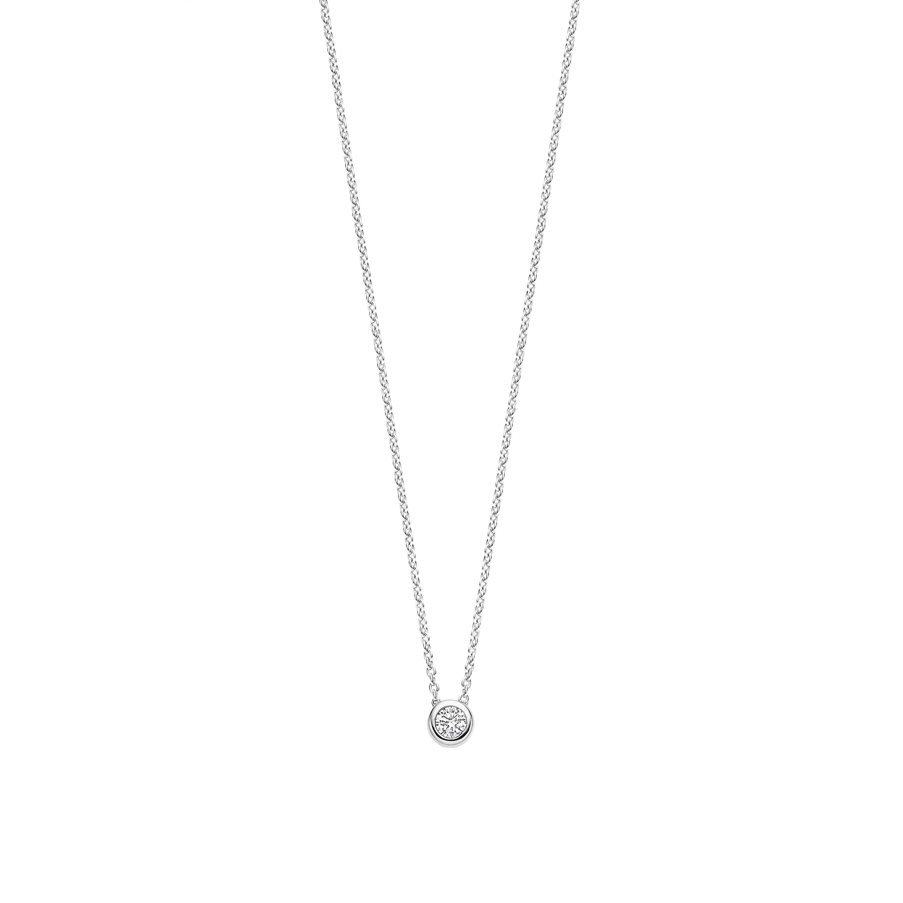 Ti Sento Sterling Silver Bezel Set Cubic Zirconia Necklace 38-48cm