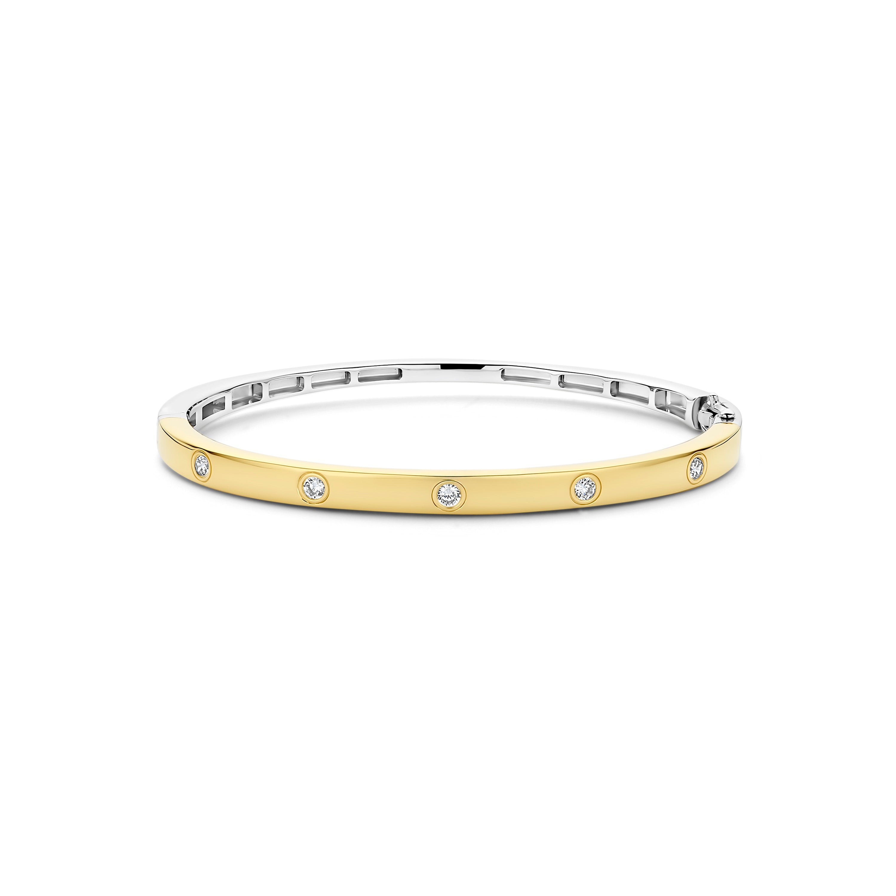 Ti Sento Sterling Silver & Yellow Gold Plated Bangle with Cubic Zirconia - M