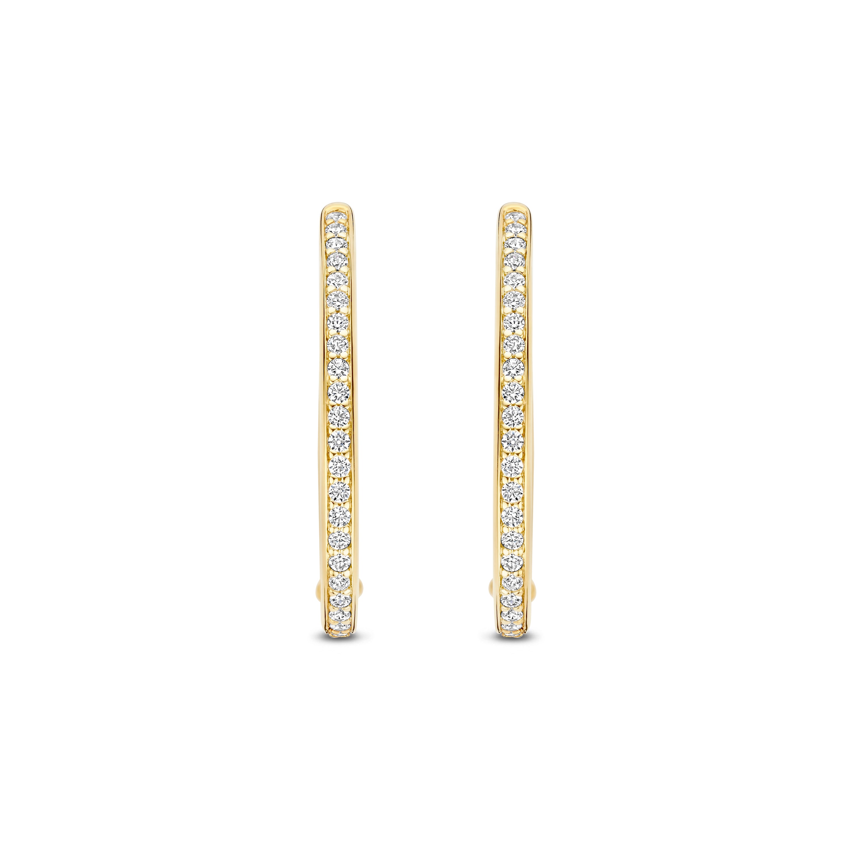 Ti Sento Sterling Silver Yellow Gold Plated Cubic Zirconia Oval Hoop Earrings 25mm