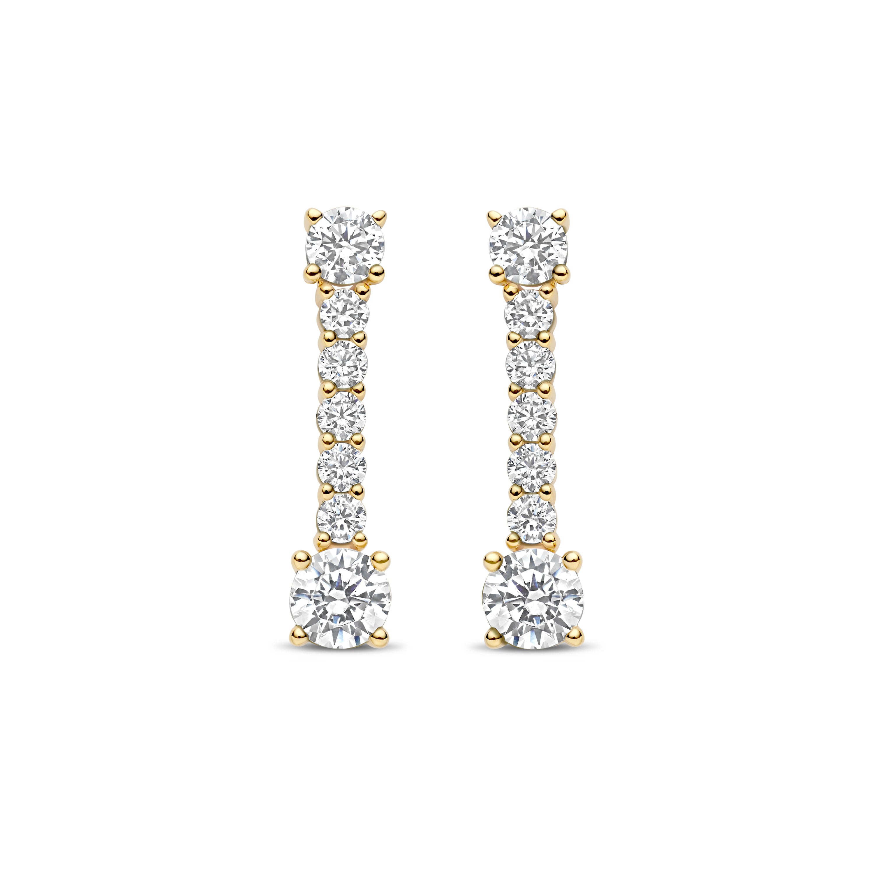 Ti Sento Sterling Silver & Yellow Gold Plated Cubic Zirconia Drop Earrings