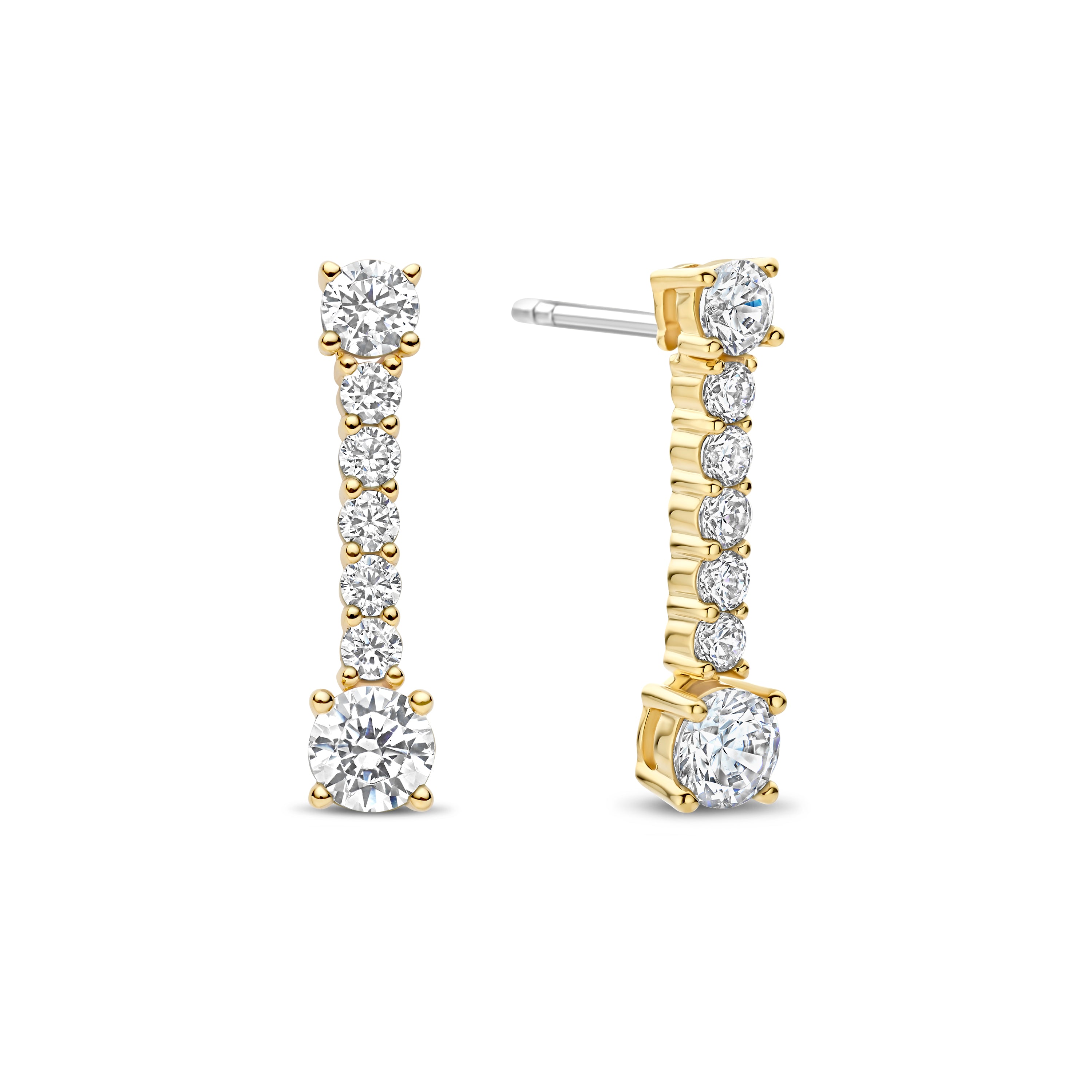 Ti Sento Sterling Silver & Yellow Gold Plated Cubic Zirconia Drop Earrings