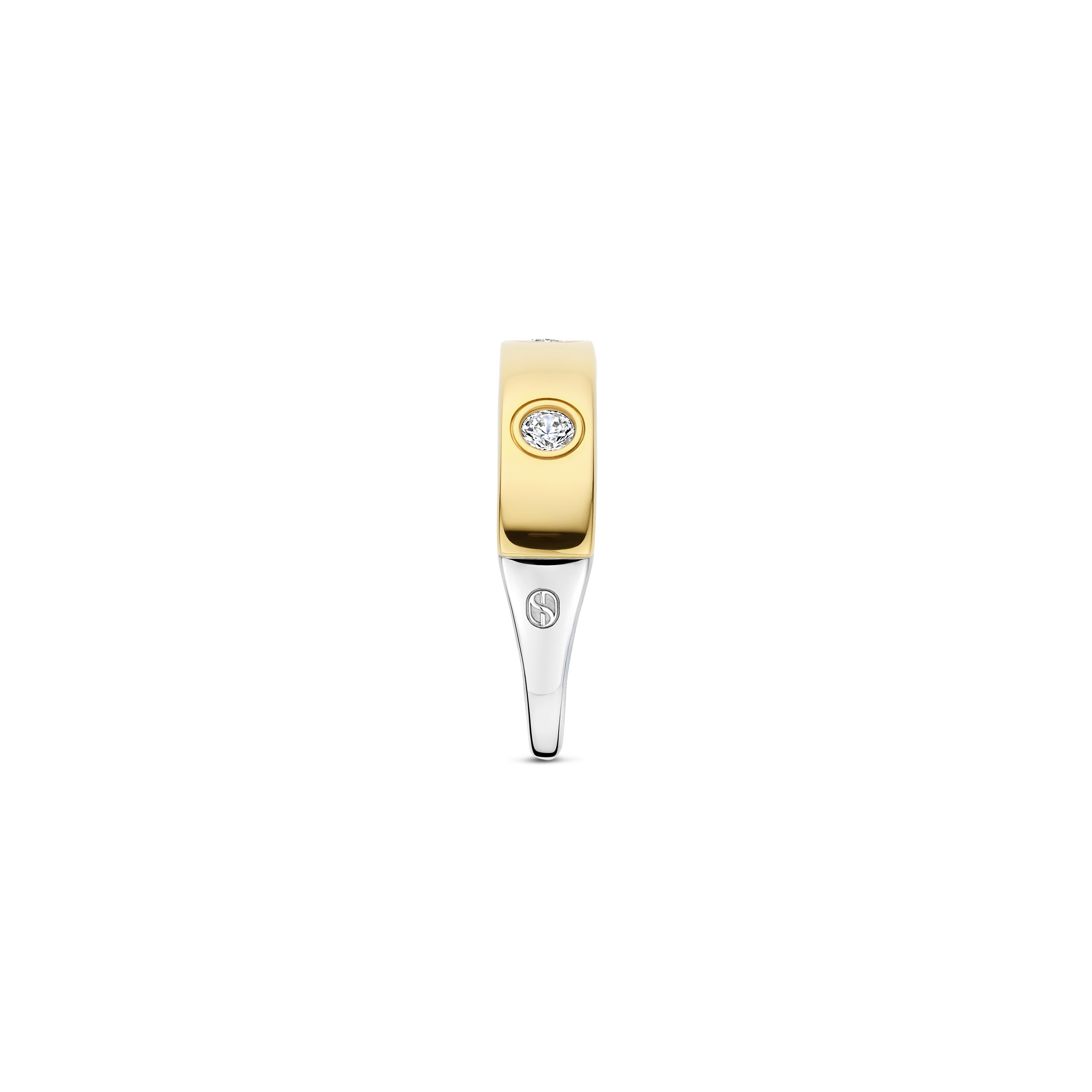 Ti Sento Sterling Silver & Yellow Gold Plated Cubic Zirconia Band Ring (Size 58)
