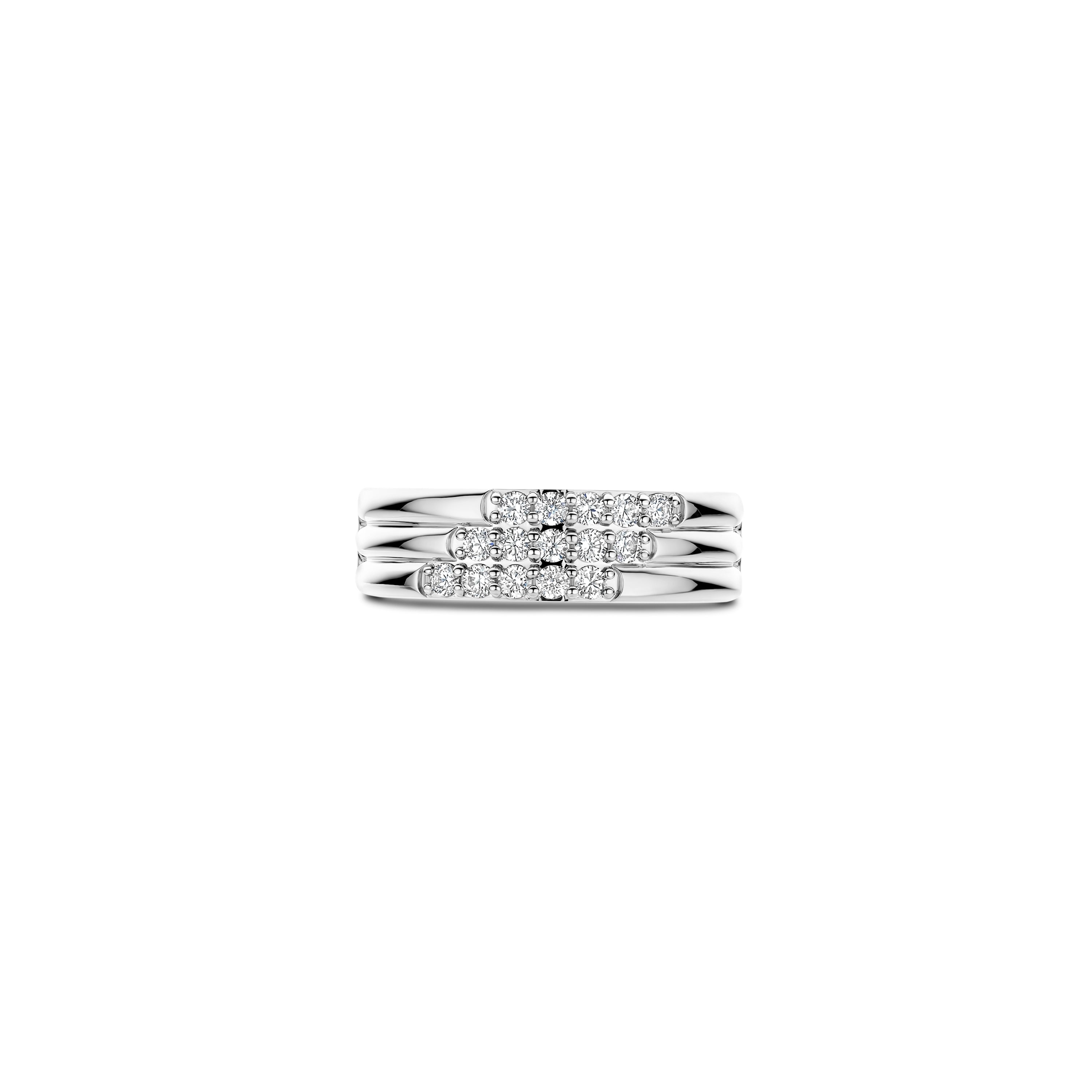 Ti Sento Sterling Silver Cubic Zirconia 3 Row Ring (Size 56)