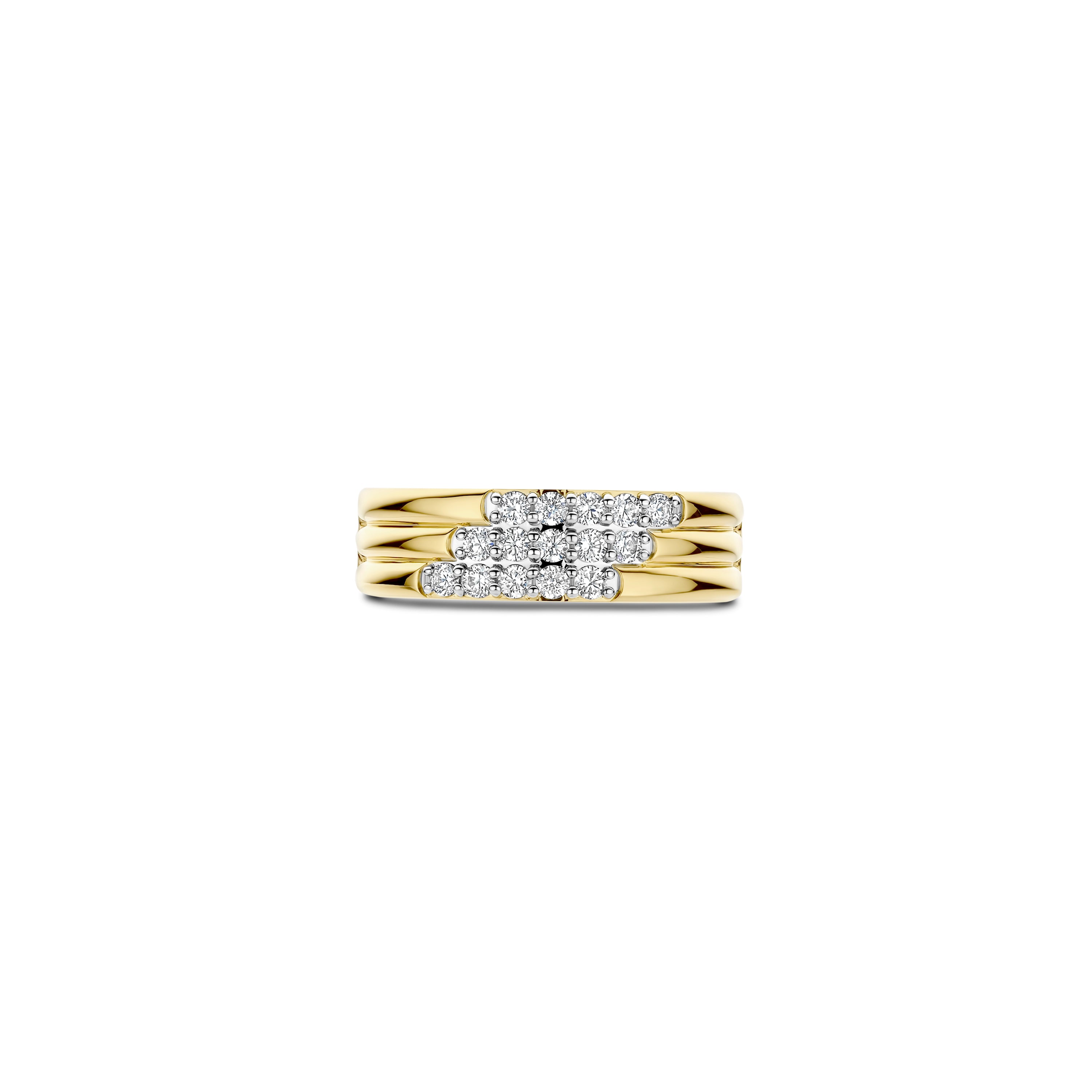 Ti Sento Sterling Silver & Yellow Gold Plated Cubic Zirconia 3 Row Ring (Size 58)