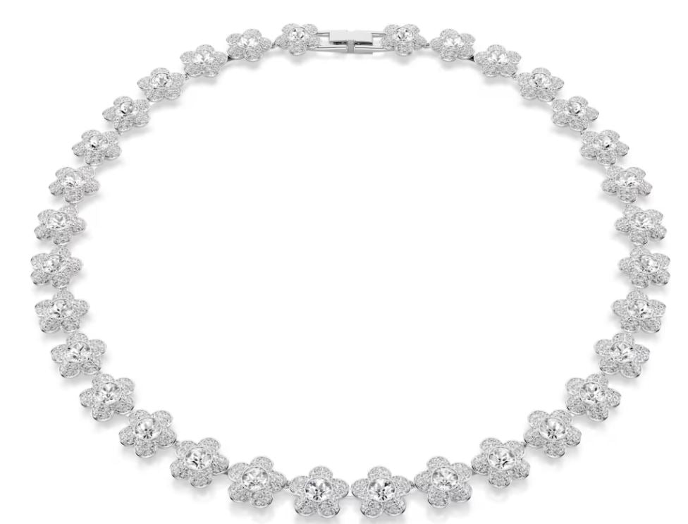 Swarovski Ariana Grande 2026 Capsule Angelic Necklace, Round Cut, Flower, White, Rhodium Plated