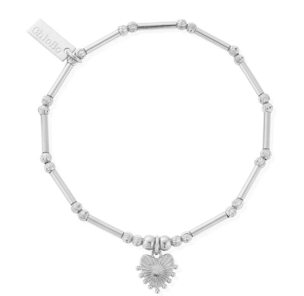 ChloBo Sterling Silver Dainty Moon Cut Sparkle Glowing Beauty Bracelet