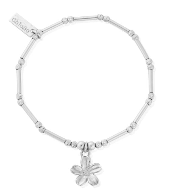 ChloBo Sterling Silver Dainty Moon Cut Sparkle Forget Me Not Bracelet