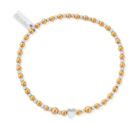 ChloBo Sterling Silver And Yellow Gold Plated Inset Heart Bracelet