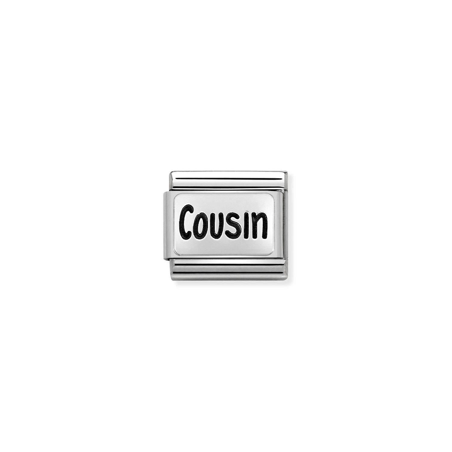 Nomination Composable Classic Cousin Oxidised Plate Charm - Stainless Steel & Sterling Silver