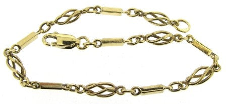 Vintage 9ct Yellow Gold Fancy Link Bracelet 7.5'