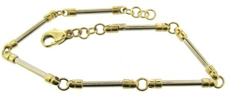 Vintage 9ct Yellow And White Gold Fancy Link Bracelet 7.5'