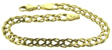 Vintage 9ct Yellow Gold Double Curb Link Bracelet 7.5'