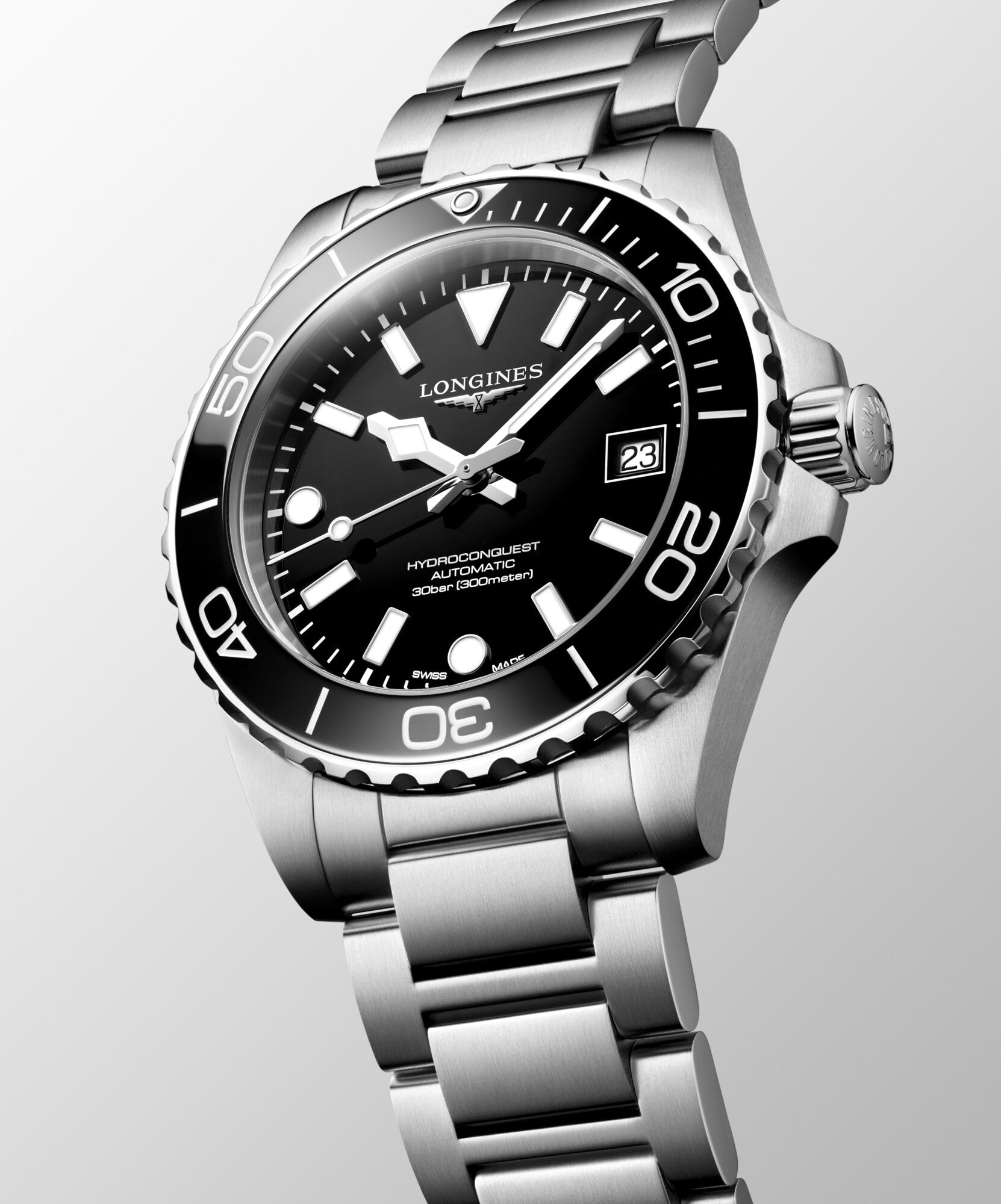 Longines HydroConquest 39mm Black Bezel Automatic Mens Watch
