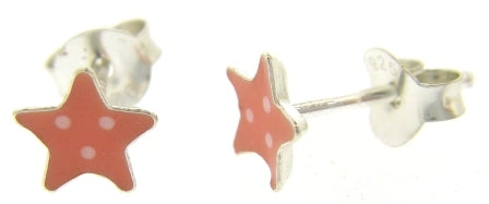 Sterling Silver Pink Star Stud Earrings