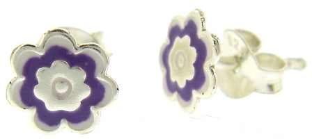 Sterling Silver Purple Flower Stud Earrings