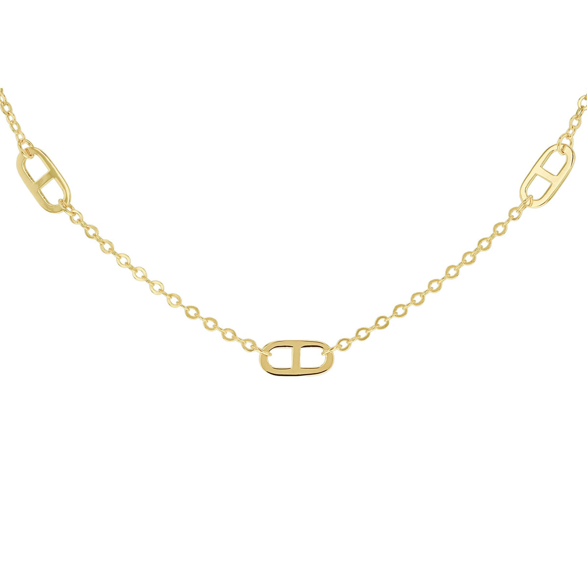 9ct Yellow Gold 5 Station Rambo Necklace 16 Inch
