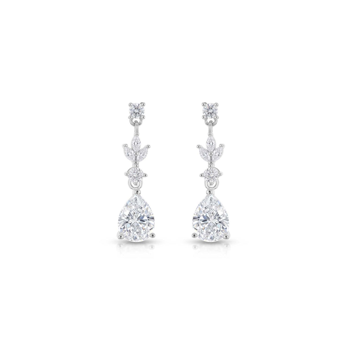Sterling Silver Marquise And Teardrop Cubic Zirconia Drop Earrings