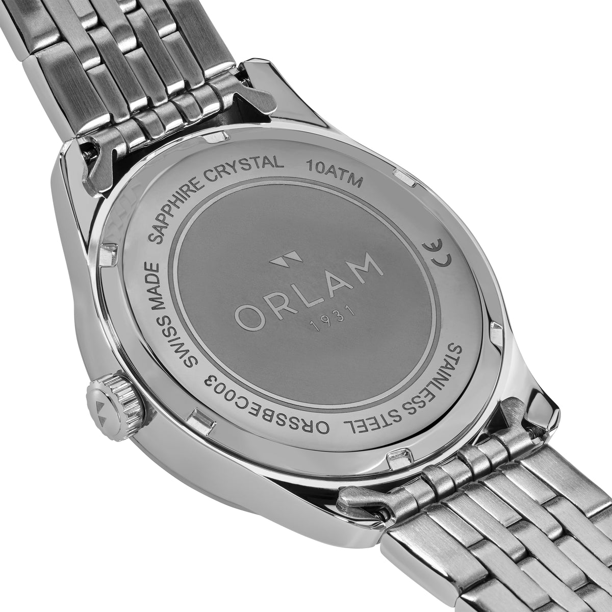 Orlam Echo 40mm Black Dial Stainless Steel Bracelet Quartz Mens Watch