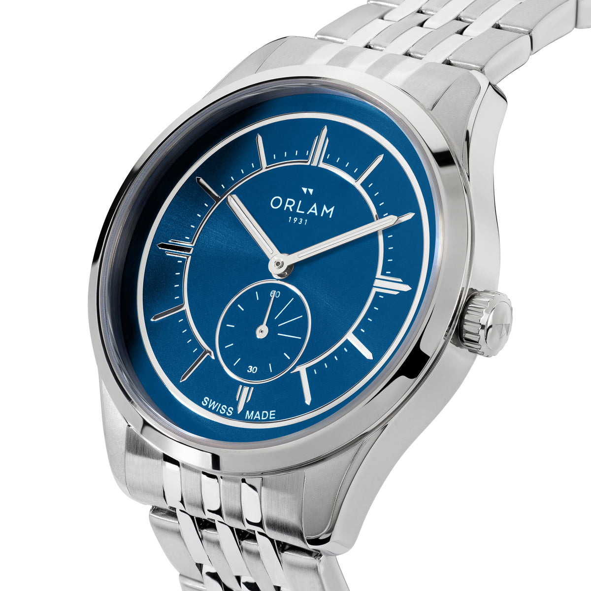 Orlam Echo 40mm Blue Dial Stainless Steel Bracelet Quartz Mens Watch