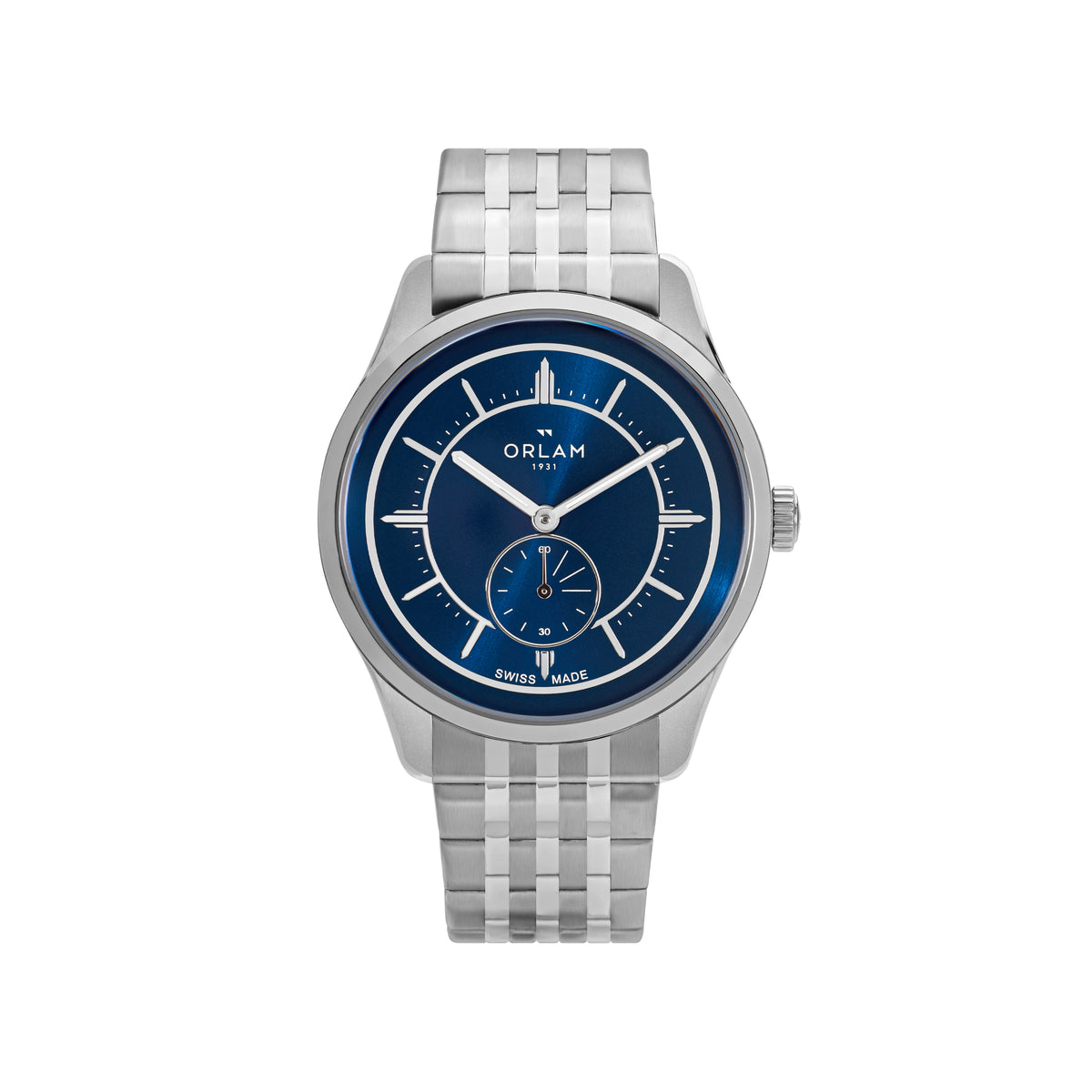 Orlam Echo 40mm Blue Dial Stainless Steel Bracelet Quartz Mens Watch