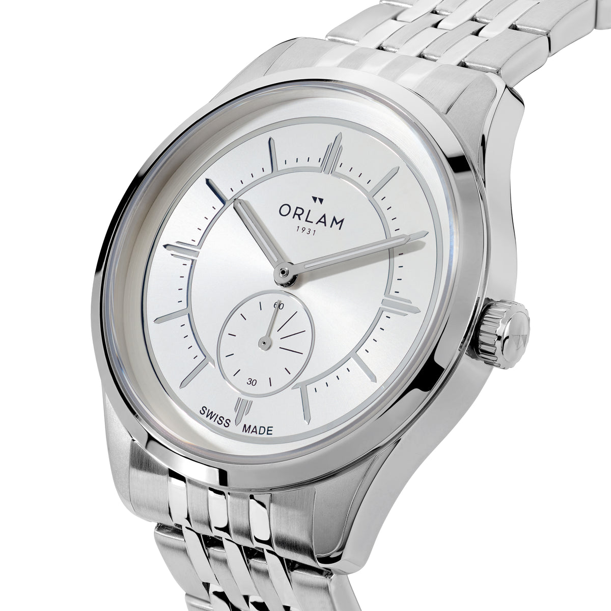 Orlam Echo 40mm Silver Dial Stainless Steel Bracelet Quartz Mens Watch