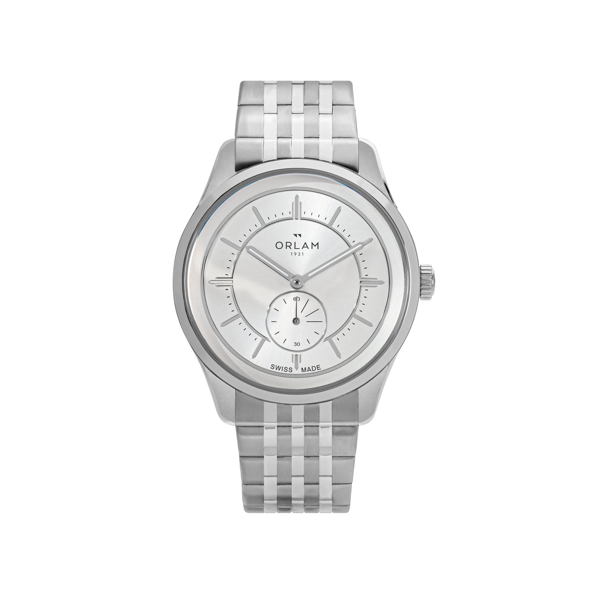 Orlam Echo 40mm Silver Dial Stainless Steel Bracelet Quartz Mens Watch