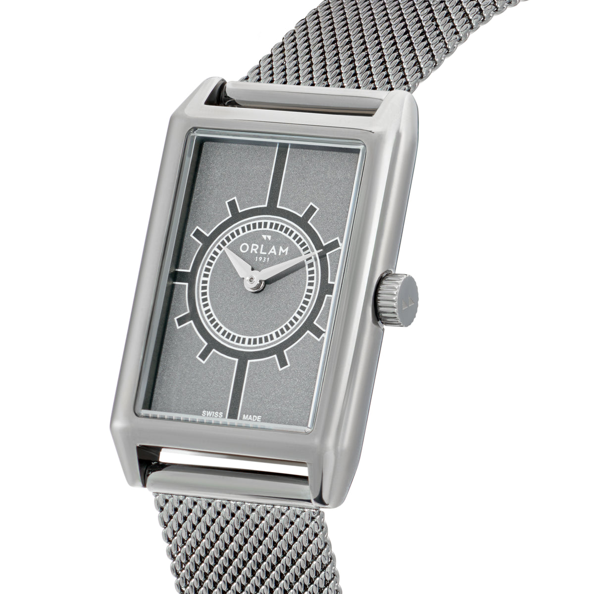 Orlam Epoque 25.5 x 40mm Grey Dial Gunmetal Mesh Strap Quartz Mens Watch