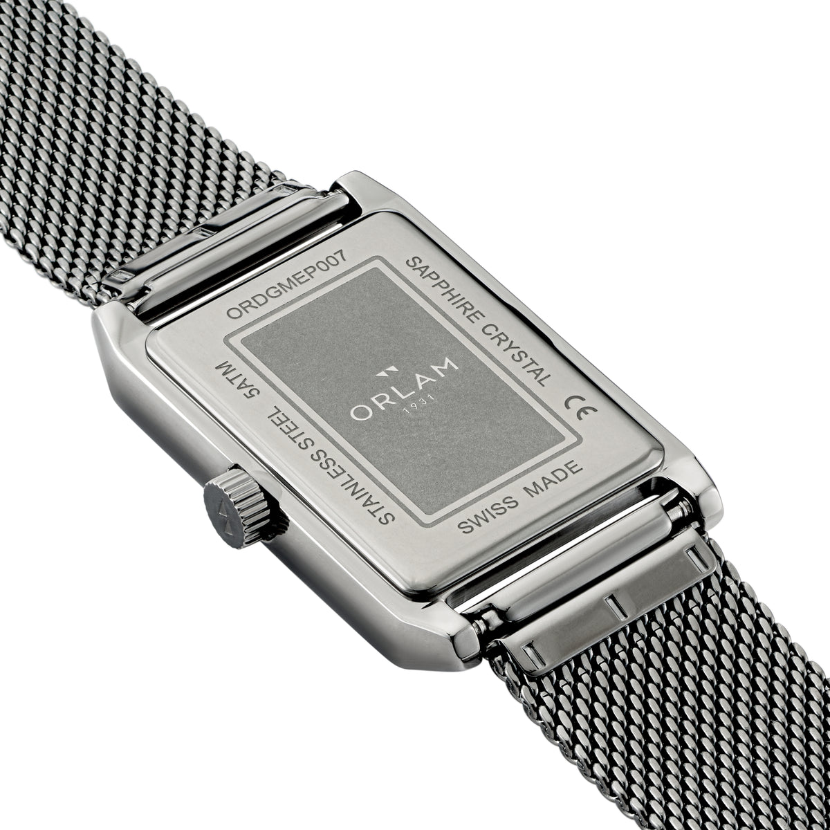 Orlam Epoque 25.5 x 40mm Grey Dial Gunmetal Mesh Strap Quartz Mens Watch