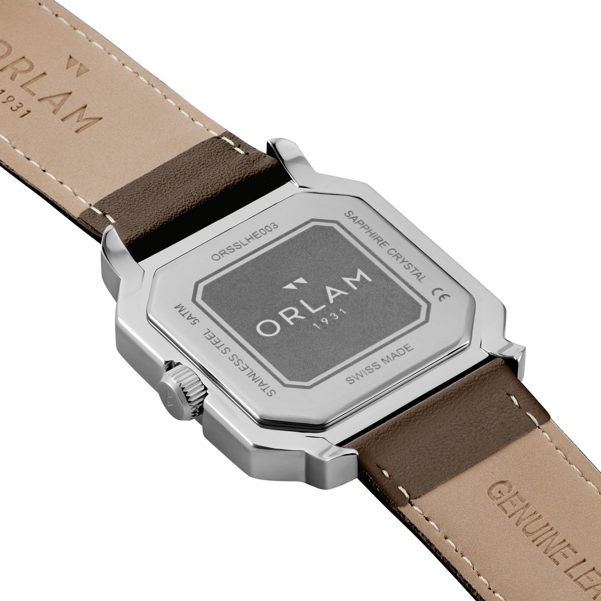 Orlam Heritage 36mm Blue Octagonal Dial Brown Leather Strap Quartz Mens Watch