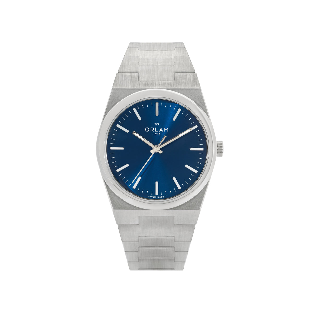 Orlam Elan 41mm Blue Dial Stainless Steel Bracelet Quartz Mens Watch