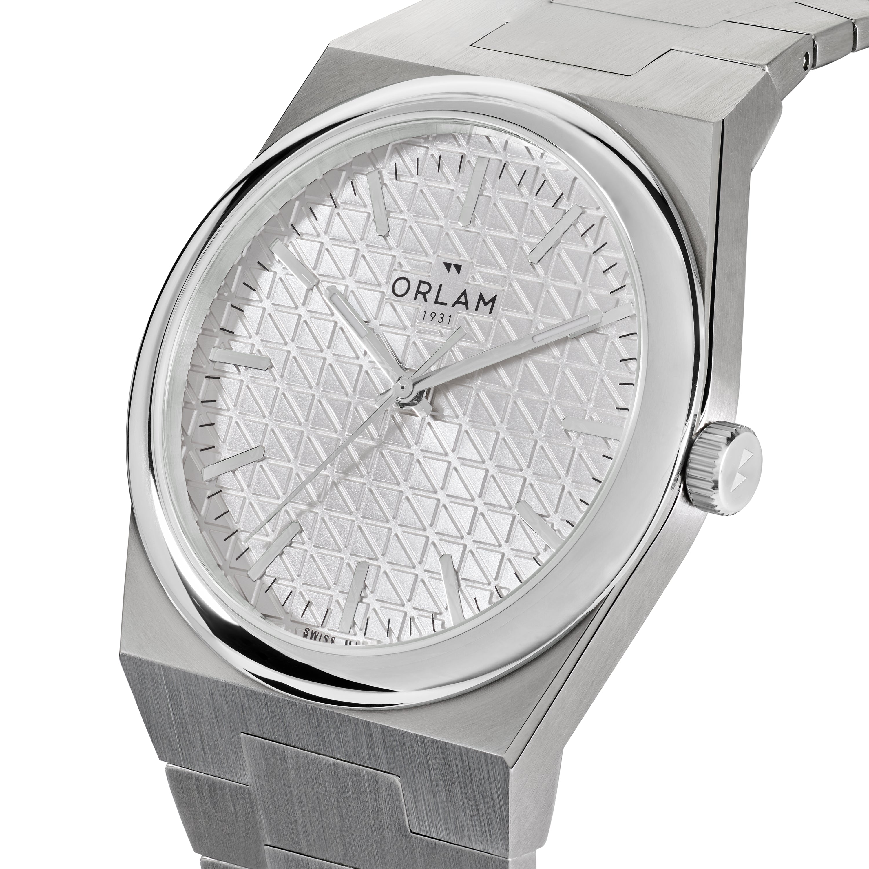 Orlam Elan 41mm Silver Dial Stainless Steel Bracelet Quartz Mens Watch