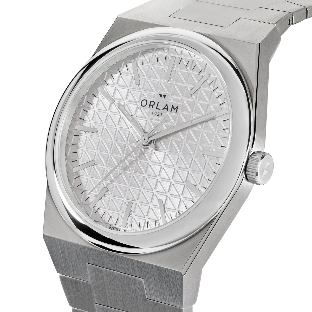 Orlam Elan 41mm Silver Dial Stainless Steel Bracelet Quartz Mens Watch